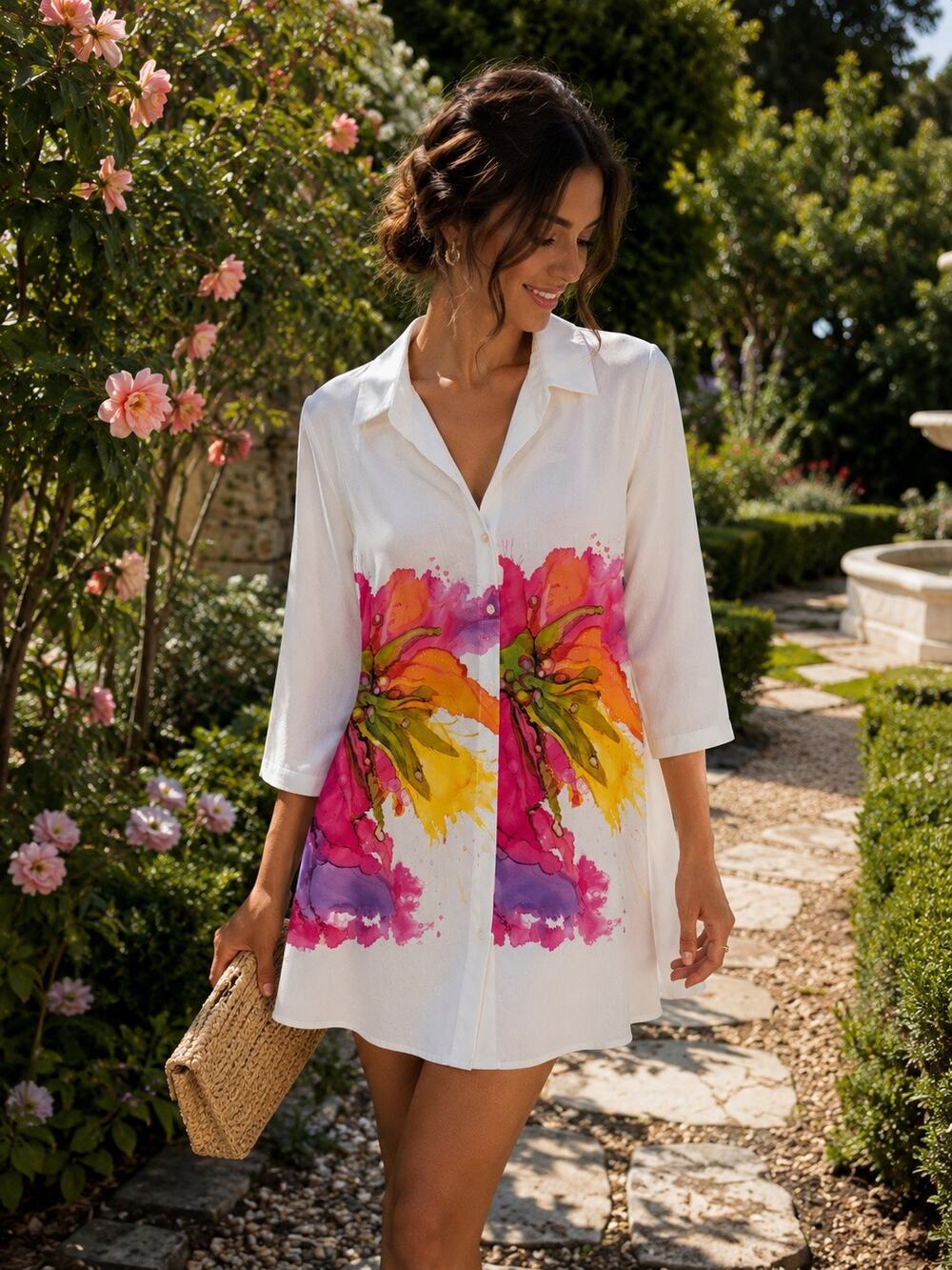 Radzoli | Watercolor Floral Tunic Dress